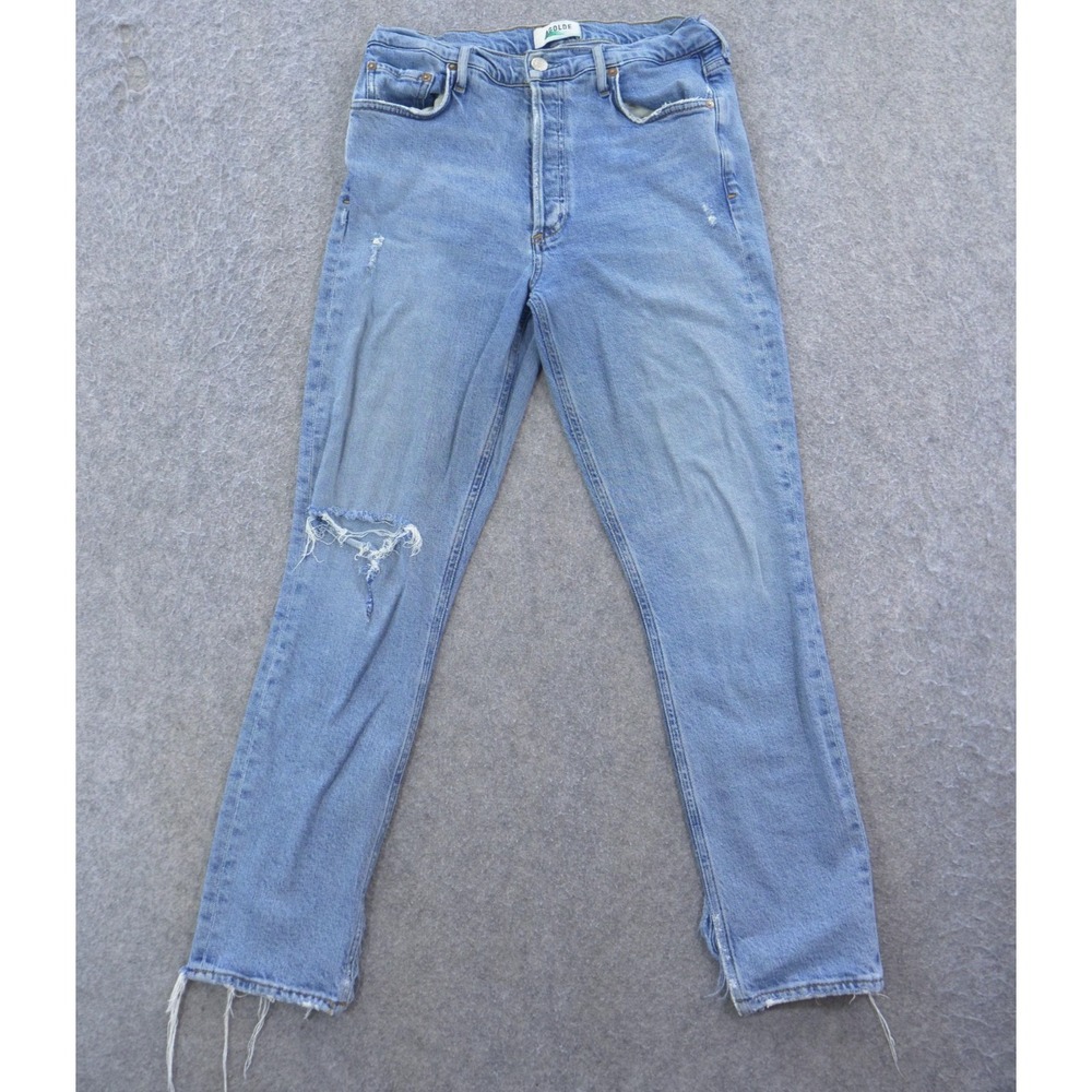 Agolde Jeans Womens 28 Blue Nico High Rise Distressed Button Fly Stretch